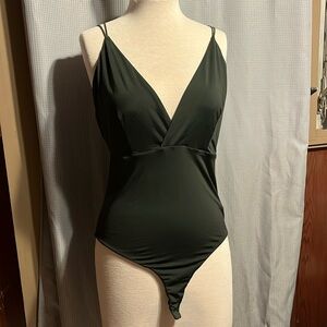 Dark olive green chic jumpsuit